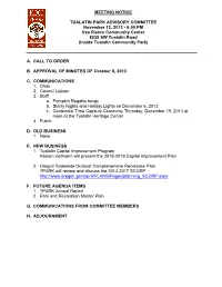 A. CALL to ORDER B. APPROVAL of MINUTES of October 8, 2013 C