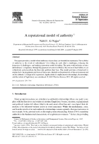 A Reputational Model of Authorityଝ Nabil I