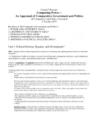Comparing Power— an Appraisal of Comparative Government and Politics AP Comparative and Politics Curriculum 2 Teachers 2019