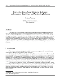 Examining Green Advertising and Its Impact on Consumer Skepticism and Purchasing Patterns