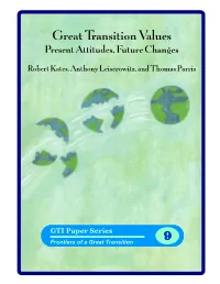 Great Transition Values