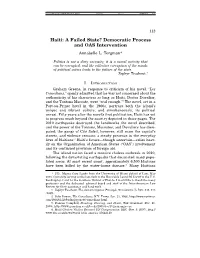 Haiti: a Failed State? Democratic Process and OAS Intervention Annabelle L