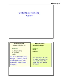 Oxidizing and Reducing Agents