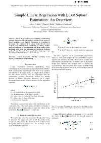 Simple Linear Regression with Least Square Estimation: an Overview