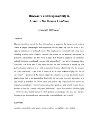 Disclosure and Responsibility in Arendt's the Human Condition