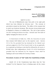 Law of Precedent the Text of Mahabharata Says