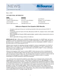 Nisource Reports First Quarter 2020 Results