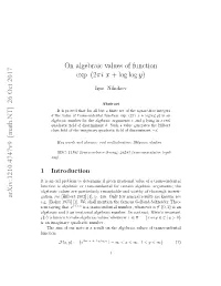 On Algebraic Values of Function Exp (2Ni X+ Log Log Y)