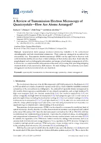 A Review of Transmission Electron Microscopy of Quasicrystals—How Are Atoms Arranged?