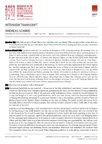 Andreas Schmid Interview Transcript