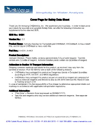Cover Page for Safety Data Sheet