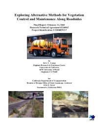 Exploring Alternative Methods for Vegetation Control and Maintenance Along Roadsides