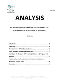 Hostility in the Pre-War and Post-War Discourse of Armenians