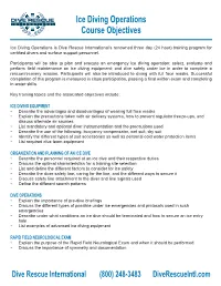 Ice Diving Operations Course Objectives