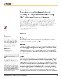 Investigation and Analysis of Genetic Diversity of Diospyros Germplasms Using Scot Molecular Markers in Guangxi