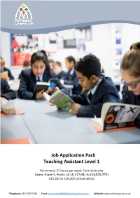 Job Application Pack Teaching Assistant Level 1