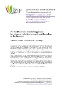 Knowledge of and Attitudes Towards Multilingualism in the Classroom