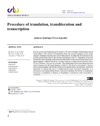 Procedure of Translation, Transliteration and Transcription