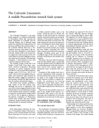 The Colorado Lineament: a Middle Precambrian Wrench Fault System