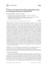 A Survey of Context-Aware Messaging-Addressing for Sustainable Internet of Things (Iot)