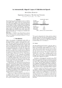 An Automatically Aligned Corpus of Child-Directed Speech