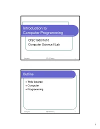 Introduction to Computer Programming