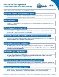 Mucositis Management for Patients Treated with Chemotherapy