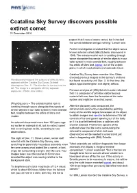 Ccatalina Sky Survey Discovers Possible Extinct Comet 21 December 2010
