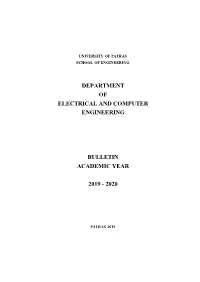 Department of Electrical and Computer Engineering Bulletin Academic Year
