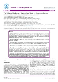The Effects of the Primary Nursing Care Model: a Systematic Review
