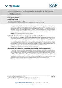 Advocacy Coalitions and Negotiation Strategies in the Revision of the Forest Code