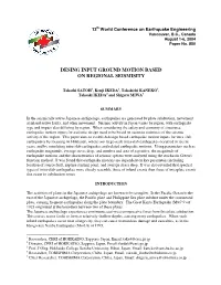Design Input Ground Motion Based on Regional Seismisity