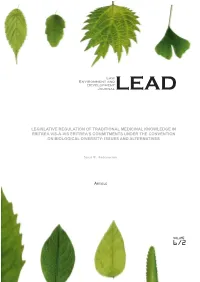 Legislative Regulation of Traditional Medicinal Knowledge in Eritrea
