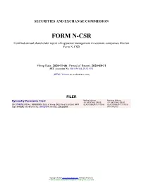 Symmetry Panoramic Trust Form N-CSR Filed 2020-11-06