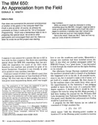 The IBM 650: an Appreciation from the Field DONALD E