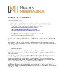 Why Did the C. B. & Q. Build to Denver?