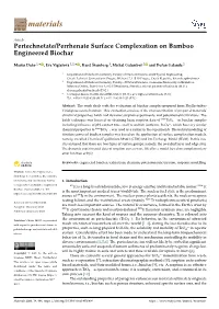 Pertechnetate/Perrhenate Surface Complexation on Bamboo Engineered Biochar