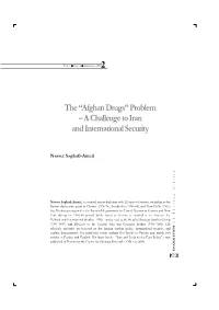 The “Afghan Drugs” Problem – a Challenge to Iran and International Security