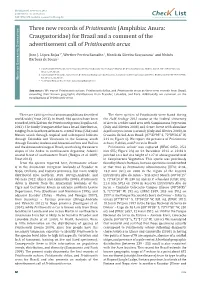 Three New Records of Pristimantis (Amphibia: Anura: Craugastoridae) for Brazil and a Comment of the Advertisement Call of Pristimantis Orcus