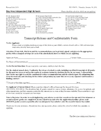 Transcript Release and Confidentiality Form