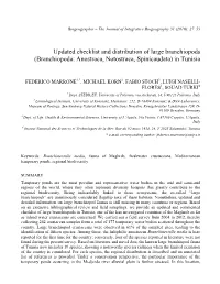 Updated Checklist and Distribution of Large Branchiopods (Branchiopoda: Anostraca, Notostraca, Spinicaudata) in Tunisia