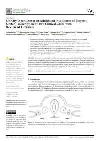 Urinary Incontinence in Adulthood in a Course of Ectopic Ureter—Description of Two Clinical Cases with Review of Literature