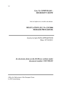 Case No COMP/M.6281 - MICROSOFT/ SKYPE