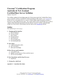 Cicerone® Certification Program Australia & New Zealand Certified Beer Server Syllabus