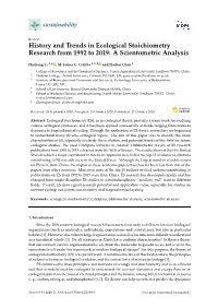History and Trends in Ecological Stoichiometry Research from 1992 to 2019: a Scientometric Analysis
