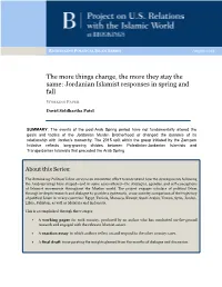 Jordanian Islamist Responses in Spring and Fall