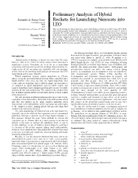 Preliminary Analysis of Hybrid Rockets for Launching Nanosats Into LEO