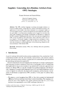 Sapphire: Generating Java Runtime Artefacts from OWL Ontologies