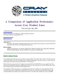 A Comparison of Application Performance Across Cray Product Lines CUG San Jose, May 1997