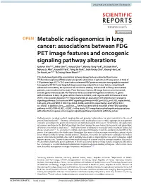 Associations Between FDG PET Image Features and Oncogenic Signaling